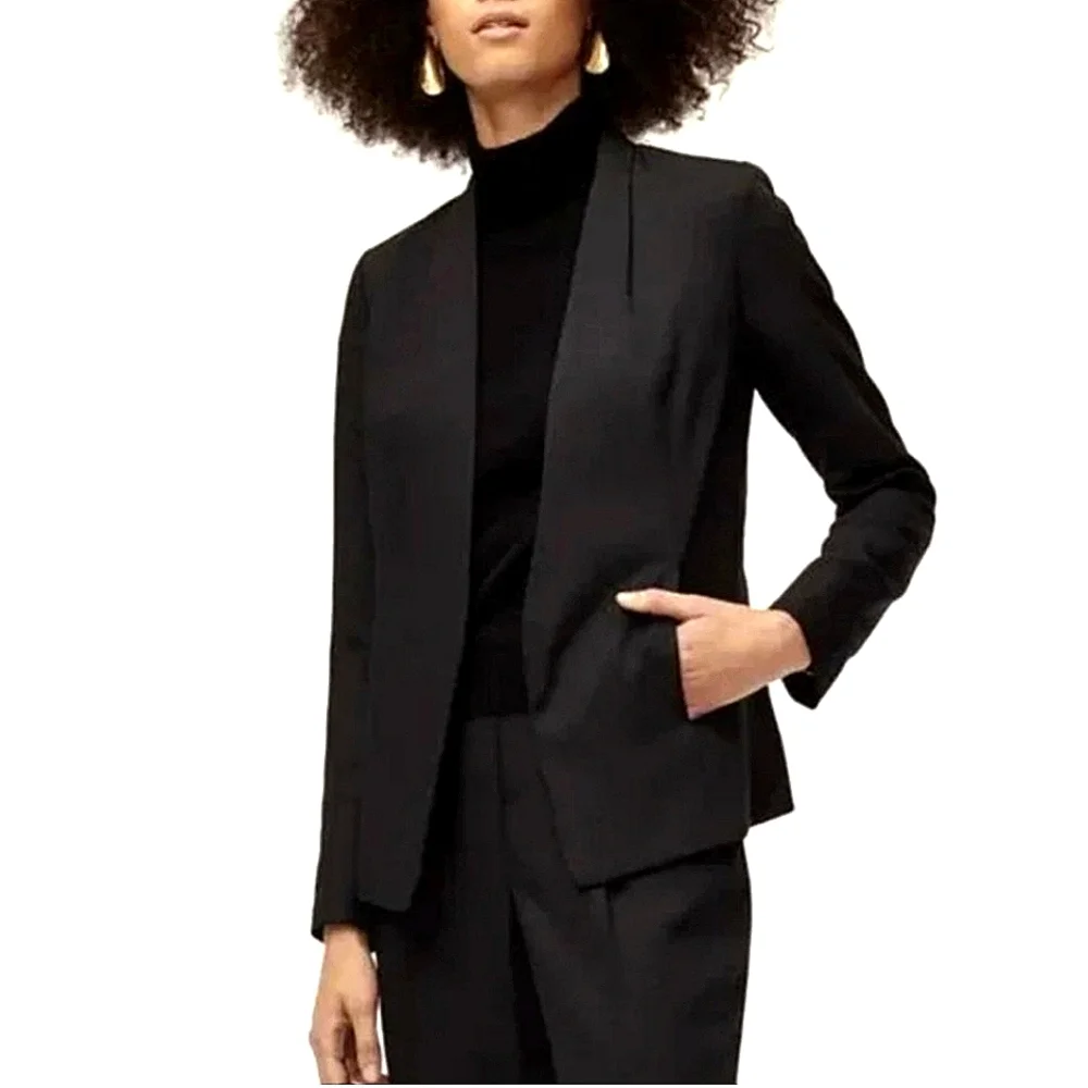Aritzia Babaton Keith Blazer Jacket Sz 2 Open Front Black Minimalist Corporate - Picture 1 of 14